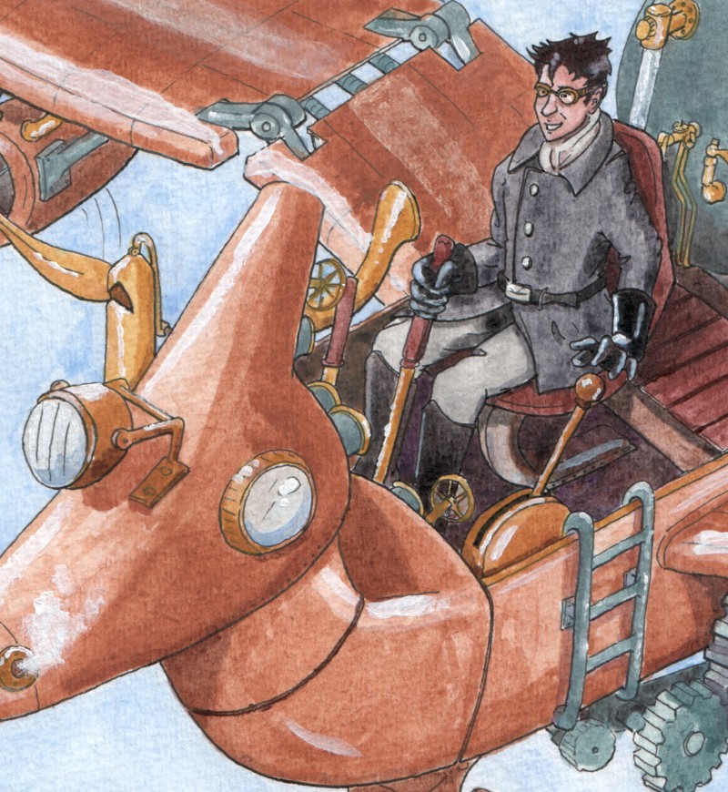 detail of Sheppard flying a Steampunk!Puddlejumper