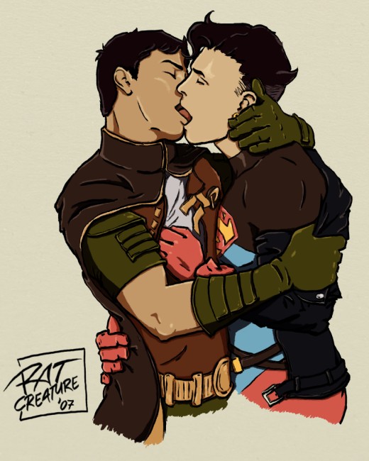 couple kissing drawing. Tim and Kon kissing — screen