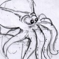 picture of an octopus (or a squid, or some random tentacled creature) watching television for penknife