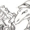 a dinosaur with steampunkish raygun