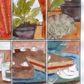 a nine panel comic page as practice in establishing mood visually, colored